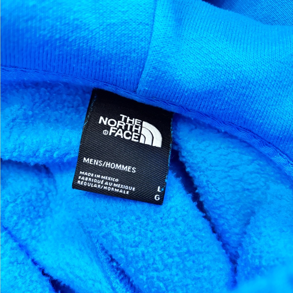 The North Face Distorted HD Logo Hoodie Mens Lg Aqua Blue Pullover Sweatshirt - Picture 7 of 8